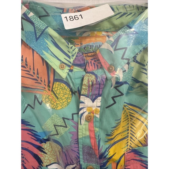 SHIRT CHUBBIES MENS XL Greetings From The Weekend Tropical Hawaiian Popover - Picture 8 of 8